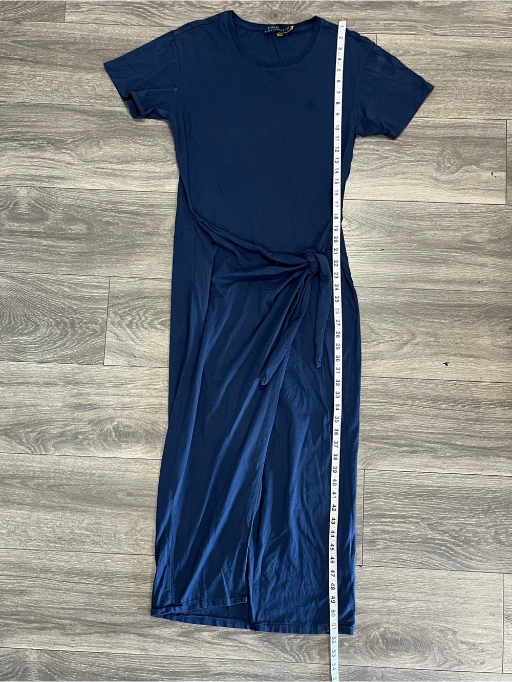 Ralph Lauren Navy Tie-Waist Short-Sleeve Maxi Dress - Picture 4 of 8
